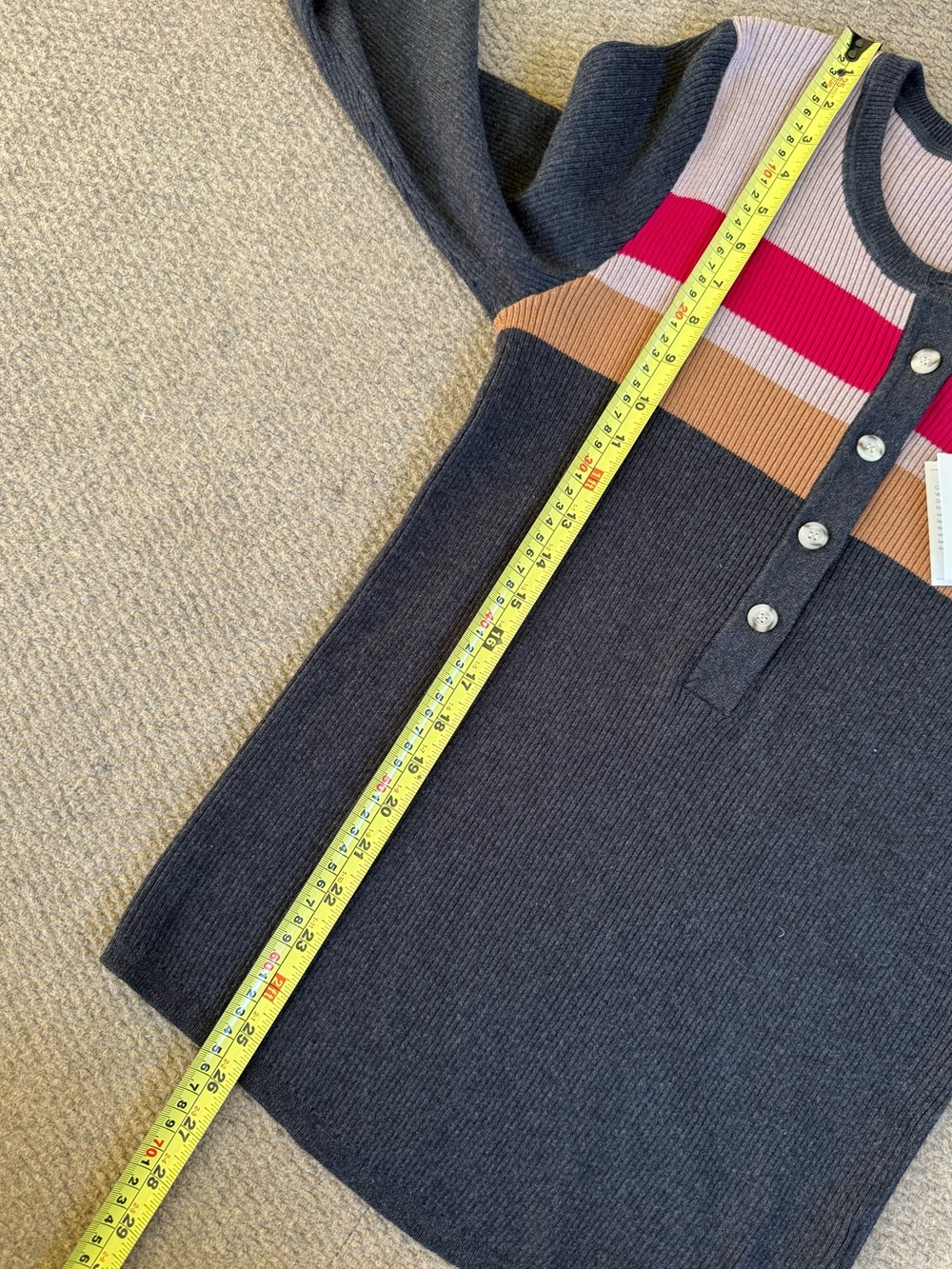 FAHERTY Mikki Henley Throwback Striped Cotton / Cashmere Knit Top Size XL NWT - Picture 6 of 8